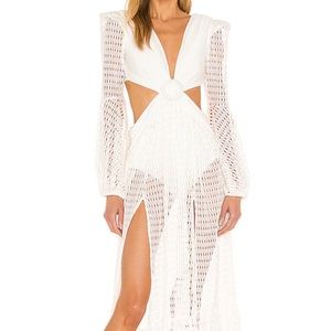 PatBO X REVOLVE Cut Out Long Sleeve Beach Dress in White